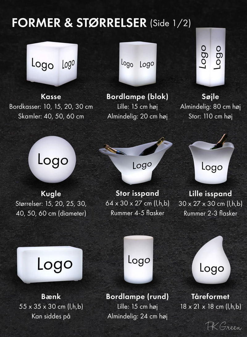 LED Bordlampe Eget Design, Reklame Lysskilt Valgfrit Logo, Kugle