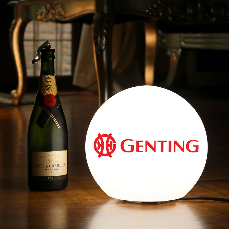 LED Bordlampe Eget Design, Reklame Lysskilt Valgfrit Logo, 15 cm Kugle