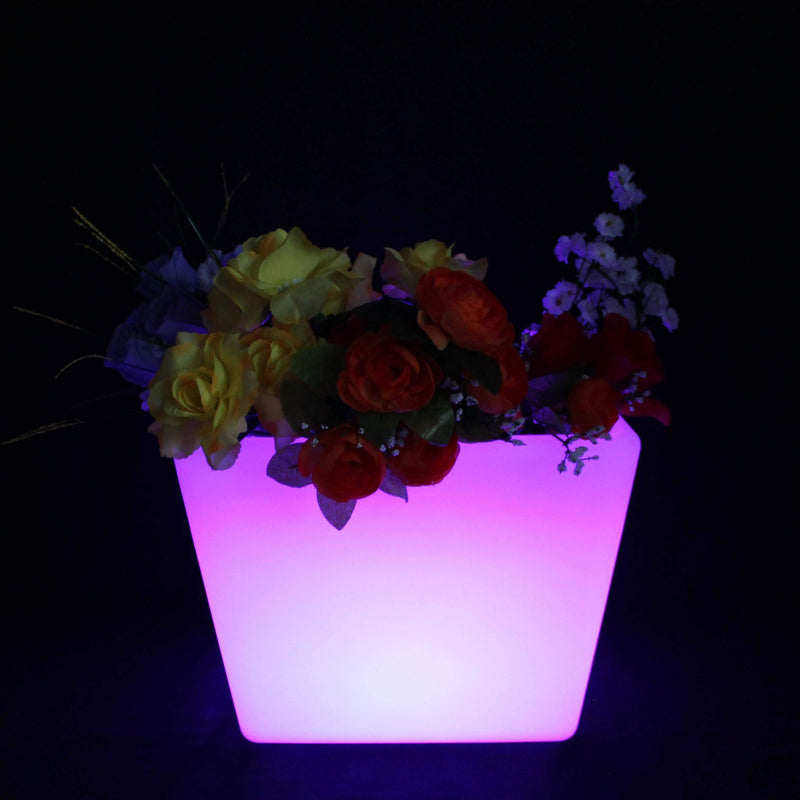 LED Blomstervase, Oplyst Plantepotte, 27cm Genopladelig RGB Bordlampe
